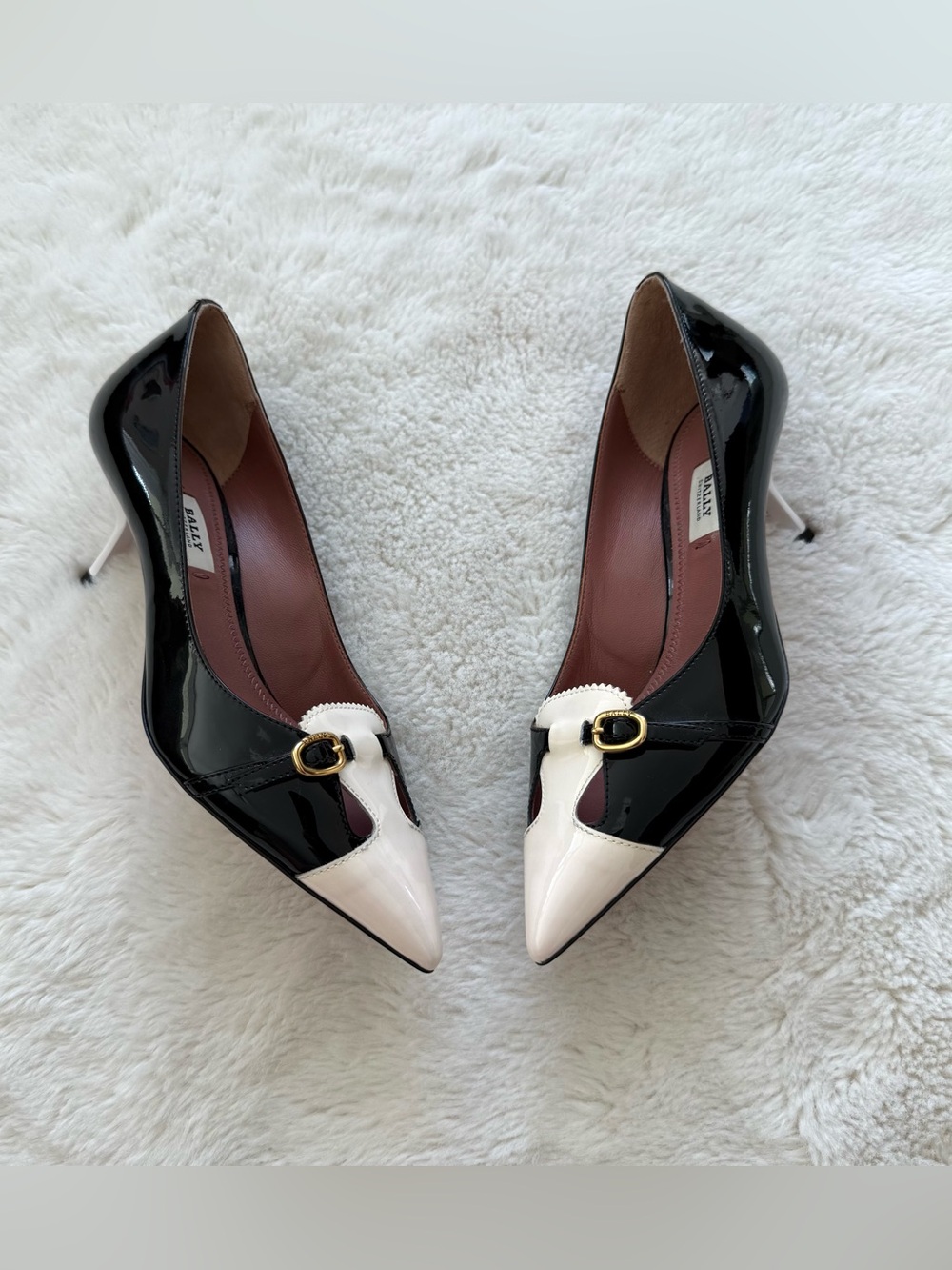 NEW!! Bally women black/white heel shoes size 35 EU